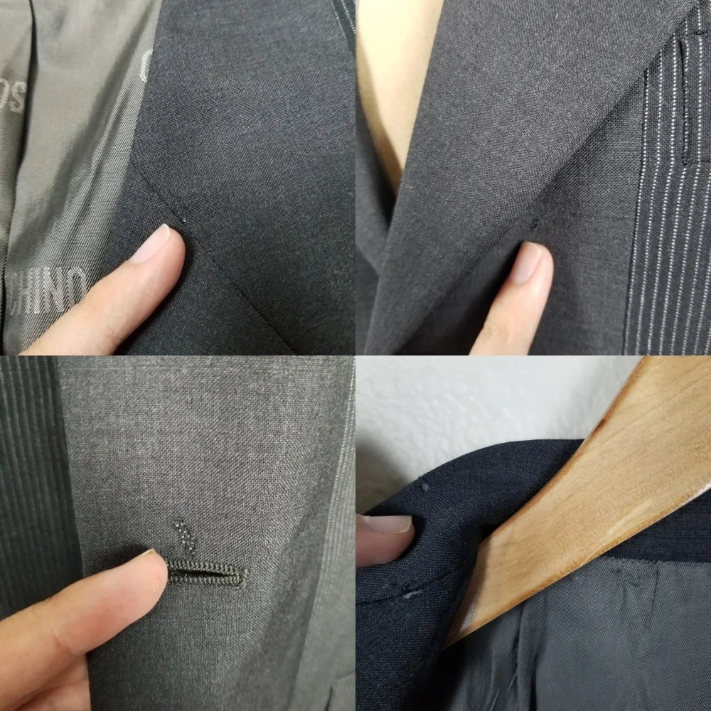 Cheap and Chic Moschino Oversized Three-Button Pinstripe Gray Blazer Size 40